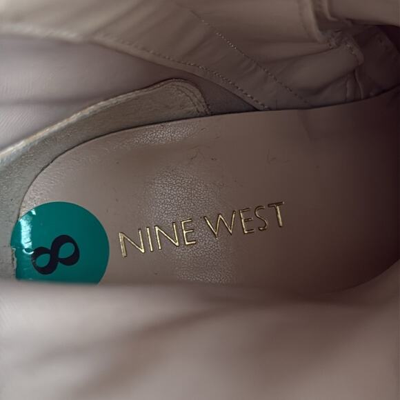 Nine West White 60s Inspired Zip Up Heeled Ankle Boots - Picture 7 of 8